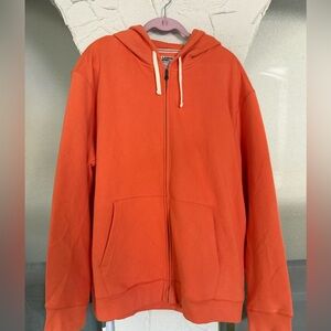 Lands' End Men's Orange Zip Up Sweater